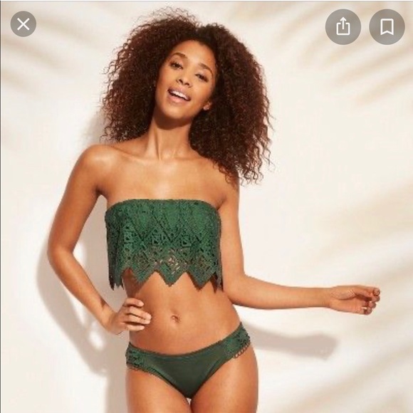 Shade & Shore Other - NWT Shade & Shore L green lace bandeau bikini set